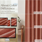 Terracotta 90 Inch Linen Curtains Pinch Pleated for Living Room Bedroom Dining Boho Light Filtering Pinch Pleat Drapes Hooks Rings Back Tab Semi Sheer Red Clay Autumn Fall Window Curtains 2 Panels