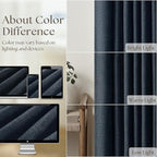 Dark Blue Linen Curtains 102 Inches Long for Living Room Pinch Pleated Drape with Hooks Rings for Track System Light Filtering 102 Inch Curtain for Bedroom Sliding Patio Door 2 Panels Navy Indigo