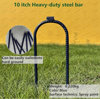 Moonmama Ground Stakes Steel Rebar Stakes Tents Nails Heavy Duty Garden Stake Ground Anchor Pegs U Shaped Metal Fences Stake for Trampolines Camping Canopies Sheds Swing Sets, 10inch 10ge
