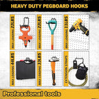 ELEAD 12-Piece Pegboard Hooks with Extension Straps, Heavy Duty Organizer Pegboard Accessories Fit for 1/4" Pegboard, Peg Board Tool Utility Hangers for Power Tool, Drill, Bag, Cord