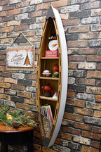 Aecipl Solid Wood Boat Shelf Decorative Nautical Wall Decor Beach Themed Bookcase Large Wooden 3-Tier Display Shelves for Home Kitchen Bedroom Living Room (47" H)