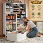 57“H Dresser for Bedroom with Multiple Drawers,Dressers & Chests of Drawers for Bedroom,Large White Dresser, Sturdy Metal Frame & Wood Top,Entryway, Hallway