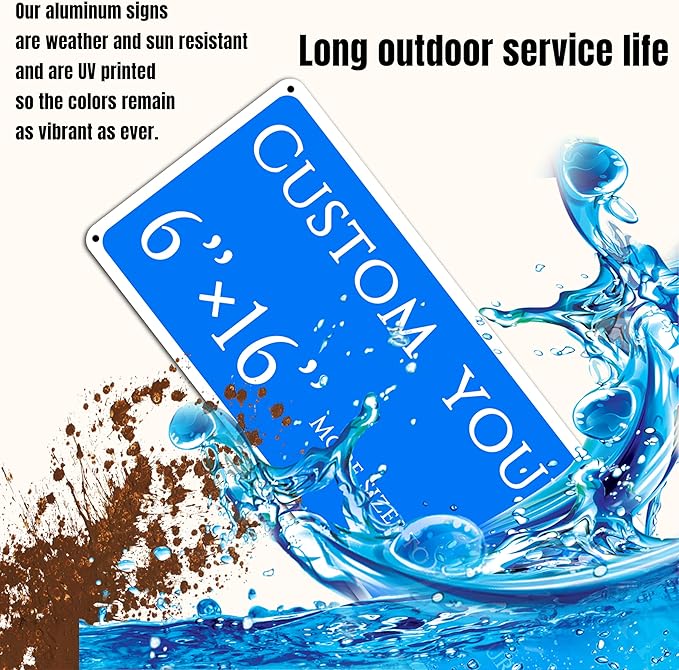 custom street sign,Custom Sign, Double-sided，Aluminum Weatherproof Metal Sign Multiple Sizes, Customize for outdoor, Business, Workplace, office, Home, Delivery Signs(6 * 16 Inch)