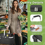Tirrinia Large Insulated Picnic Basket, 34L Water Resistant & Leakproof Collapsible Portable Cooler Basket Set with Aluminium Handle for Travel,Foldable Grocery Bag, Black