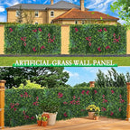 Artificial Boxwood Wall Panels, 20''x20'' 16pcs Grass Wall Panels with Mint Plant Leaves, Greenery Backdrop Privacy Screen with UV Protection, Green Grass Wall for Garden Indoor Outdoor Decor