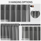 Blazer Grey Curtains 63 Inches Long 2 Panel Sets for Living Room Bedroom, Light Filtering Linen Drapes for Kitchen Windows Rod Pocket or Back Tab Curtain,Semi Sheer 52x63