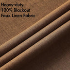 MIULEE Linen Curtains 100% Blackout for Bedroom Thermal Insulated Brown Grommet Room Darkening Curtains & Drapes Fall Decor for Living Room Nursery 52 x 72 Inch (2 Panels)