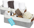 OrganiHaus Narrow Storage Bins 15x06in, Small Closet Bins for Shelves, Bathroom Storage Baskets for Shelves, Narrow Baskets, Fabric Organizer with Handles, Toilet Paper Organizer - 2 Pack, Gray