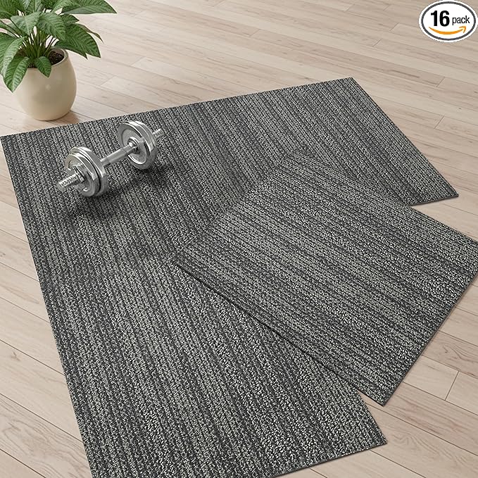 jxgzyy Commercial Carpet Tiles, 20×20 Inch, 0.31'' Padded Carpet Squares, Non-Adhesive Carpet Flooring with Textured Silicone Back, Easy DIY, Suitable for Play Room, 16 Pcs/43.1 Sqft