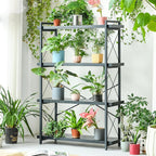 HCHQHS Bookshelf, 4-Tier Industrial Bookcase, Black Open Book Shelf, Freestanding Tall Bookshelves with Metal Frame