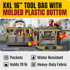 The Ryker 16-inch Large Tool Bag Heavy Duty Tool Bag Organizer for Men/Women 28pockets Portable Utility Bags for Tools - Toolbag Organizers Electrician Tools Bags for men Heavy Duty