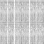 12 Pack Silver Backdrop. 3.28 FT x 7.05 FT Birthday Decorations, Metallic Silver Fringe Backdrop Foil Curtains Tinsel, Disco Party Decor Photo Booth Props Door Decorations Hanging