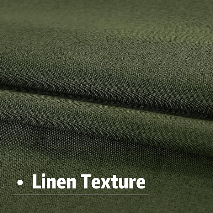 Olive Green 102 Inch Length Curtains, 100% Blackout Curtains 84 Inch Extra Wide for Bedroom Thermal Insulated Noise Cancelling Pleated Heading Tape Ring Back Tab Kids Boho Drapes 2 Panel Set 84x102