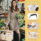 Tirrinia Large Insulated Picnic Basket, 34L Water Resistant & Leakproof Collapsible Portable Cooler Basket Set with Aluminium Handle for Travel, with a Free Foldable Grocery Bag, Yellow Lemon