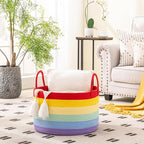 KAKAMAY Large Blanket Basket (20"x13"),Woven Baskets for storage Baby Laundry Hamper, Cotton Rope Blanket Basket for Living Room, Laundry, Nursery, Pillows, Baby Toy chest (Rainbow)