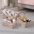 Large Size Wood Crates for Storage, Decorative Vintage Walnut Wooden Boxes for Display, Handmade Solid Wood Set of 3 Rustic Crates (Walnut)