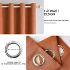 MIULEE 100% Blackout Linen Curtains for Bedroom Thermal Insulated Orange Grommet Room Darkening Curtains & Drapes Fall Decor for Living Room Nursery 52 x 84 Inch (2 Panels)