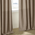 80 Inch Pinch Pleated Linen Curtains 2 Panels for Living Room Bedroom Boho Farmhouse Light Copper Brown Tan Latte Semi Sheer Back Tab Pinch Pleat with Hooks Rings Window Curtain 80 Inches Long