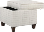 Homepop Home Decor | K7342-F2236 | Classic Square Storage Ottoman with Lift Off Lid | Ottoman with Storage for Living Room & Bedroom, Natural Windowpane Large