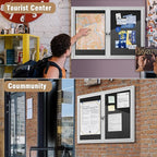 Mifuro 48"x34" Enclosed Bulletin Board, Outdoor Lockable Weather-Resistant Aluminum Cork Noticeboard for School & Office, Silver Frame w/Black Flet