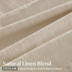 Warm Beige Linen Curtains 102 Inches Long 2 Panels for Living Room Thick Linen Flax Cloth Pinch Pleated Memory Trained Back Tab Light Filtering Semi Sheer Curtain with Hook Rings Sand Cream Neutral