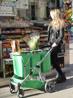 Reusable and Foldable 3 Shopping Bags Easy for Shopping and Carrying Groceries in Store (Silver Frame + 3 Green Baskets)