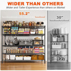 REIBII 85.7"H Garage Shelving 2998LBS Storage Shelves with Wheels&Feet,5 Tier Garage Shelves Heavy Duty Adjustable Wire Shelving for Basement Commercial Industrial Pantry, 85.7"H X 55.5"W X 24.2"D