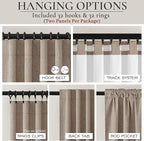 Dark Flax Black Out 120 Inch Long Boho Curtains 2 Panel Set, Farmhouse Curtain for Living Room Darkening/Thermal/Noise Reduction Textured Linen Drape 10ft Hook&Ring Included Chocolate 50"Wx120" L