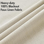 MIULEE 100% Blackout Linen Textured Curtains for Bedroom Solid Thermal Insulated Cream Grommet Room Darkening Curtains & Drapes Luxury Decor for Living Room Nursery 52 x 45 Inch (2 Panels)