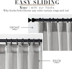 XTMYI Gray Curtains 96 Inches Long,Sheer Linen Back Tab Hooks Pleat Light Weight Modern Stylish Curtains for Living Room 96 Inch Length 2 Panel Set,Grey
