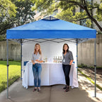 PHI VILLA Canopy Tent 10x10 Pop Up Canopy Outdoor Shade with Pockets Sidewall, Easy Up Sun Shelter with One Person Set Up Center Lock, Portable Instant Camping Beach Canopy Tents, Blue