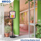8.5x11 Inch Adjustable Pedestal Poster Sign Stand, Heavy Duty Floor Standing Sign Holder Stand Aluminum Snap Open Frame for Vertical and Horizontal View Sign Displayed (Black, Round)
