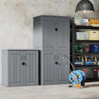 EHHLY Heavy Duty Small Storage Cabinet Outdoor Weatherproof, 14 Cuft Garage Storage Cabinet with 2 Adjustable Shelves, Lockable Kitchen Pantry Closer Organizer, 31Wx23Lx34H, Sage Grey