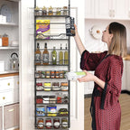 Moforoco 8-Tier Over The Door Pantry Organizer, Pantry Organization and Storage, Black Hanging Basket Wall Spice Rack Seasoning Shelves, Home & Kitchen Laundry Room Bathroom Essentials accessories