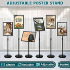 6Packs 11x17 Inch Adjustable Sign Holder Poster Stand, Heavy Duty Floor Sign Stand with Aluminum Snap Open Frame for Vertical and Horizontal Sign Displayed(Black)