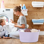 Large Rectangle Blankets Basket Living Room 22"x17"x12" Woven Cotton Rope Storage Baskets for Nursery Toy Basket for Kids Wicker Laundry Baskets Bin for Clothes Towels purple or Lavendor