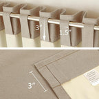 DUALIFE Taupe Linen Blackout Curtains 132 Inch Length 2 Panels Set for Living Room Bedroom Back Tab Thermal Insulated 100% Black Out Linen Drapes 11 ft Window Curtains 132 Inches Long