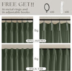 Olive Green Pinch Pleated Linen Curtains 92 Inches Long 2 Panels for Living Room Bedroom Semi Sheer Pinch Pleat Drapes with Hooks Rings Boho Farmhouse Light Filtering Window Curtain 40x92