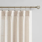 Vision Home Natural Pinch Pleated Semi Sheer Curtains Textured Linen Blended Light Filtering Window Curtains 120 inch for Living Room Bedroom Patio Pinch Pleat Drapes with Hooks 1 Panel 84" Wx120 L