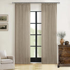 Textured Linen Burlap Curtains 84 Inches Long 2 Panels Neutral Country Tan Greige Flax Ceiling Floor Pinch Pleated Curtains Hooks Track Light Filtering Privacy Drape for Living Room Ofiice Grey Beige