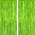 2 Pack Backdrop Curtains, 3.28 Feet x 7.05 Feet Grass Green Fringe Curtains, Metallic Tinsel Backdrop Foil Curtains Streamer, Party Supplies Party Decorations Photo Props