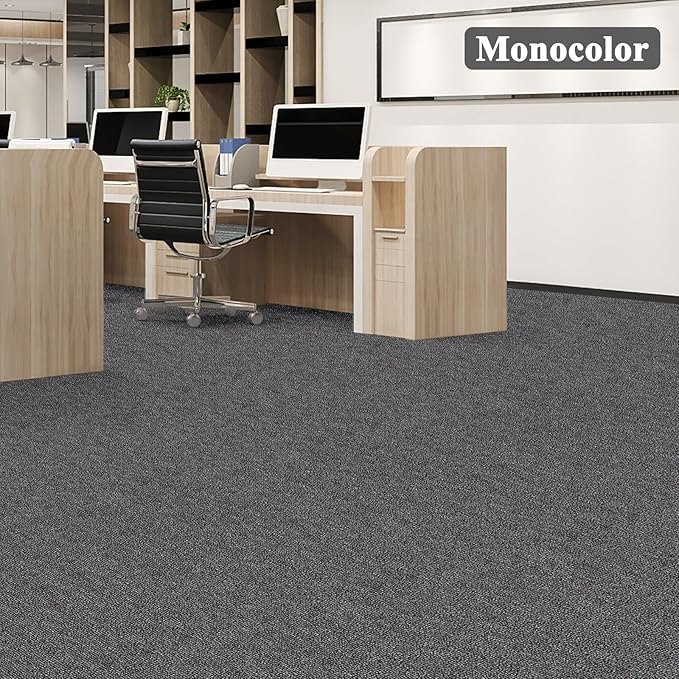 20" X 20" Carpet Tiles, Carpet Squares, 24 Tiles/64.5 Sq.Ft per Box, Floor Carpet Tiles for Home Office Industry, Grey