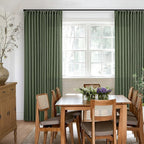 Pleated Linen Curtains 90 Inches Long for Living Room Pinch Pleat Hooks for Track System Back Tab Custom Made Memory Shape Drape Light Filtering Olive Green Living Room Bedroom Window Curtain 90 Inch
