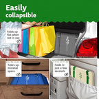 Green Bulldog Reusable Grocery Bags - Heavy Duty Reusable Shopping Tote Bags W/Long Handles, Foldable & Collapsible, Holds Up to 65 lbs - for Kitchen, Picnic 3 Pack