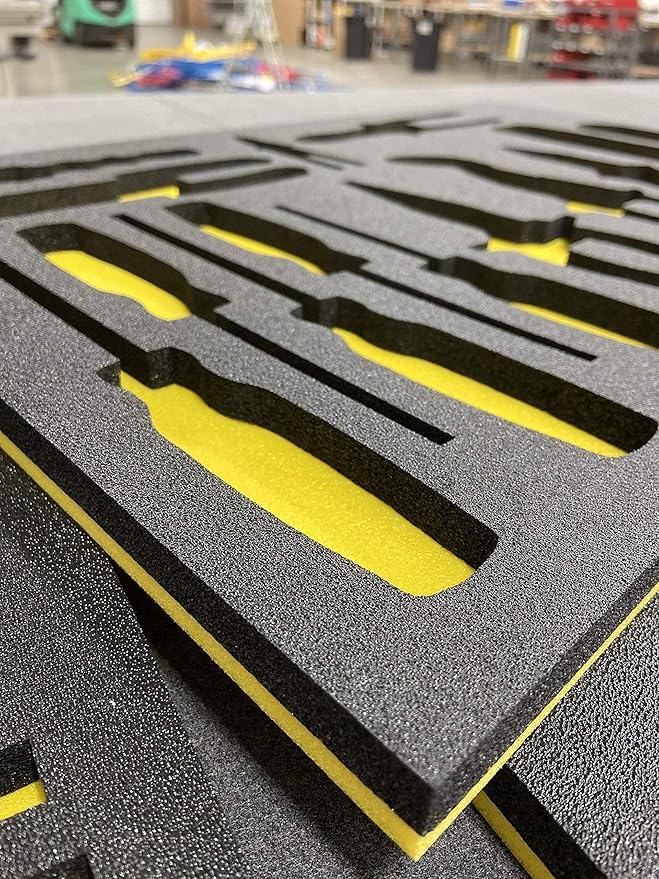 5S TOOL BOX SHADOW FOAM ORGANIZERS (2 COLOR) CUSTOM SIZE ROLL (48" x 54", Black Top/Yellow Bottom)