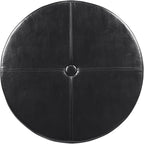 Homepop Home Decor | Upholstered Faux Leather Large Tufted Round Storage Ottoman | Button Top Ottoman with Storage for Living Room & Bedroom | Decorative Home Furniture, Black