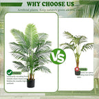 Artificial Fake Palm Tree 4FT Tropical Faux Palm Trees in Pot with 13 Trunks and Real Bark Design Areca Floor Plant Faux Palm Plant for Indoor Outdoor Home Decor