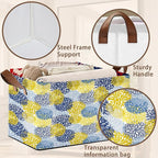 Floral Chrysanthemum Storage Basket Large 17x11.5x10.5 Inche-Collapsible Fabric Organizer Bin with Handles for Seasonal Decor,Living Room,Porch-Decorative Hamper with Elegant Blossom Pattern-1 Pack