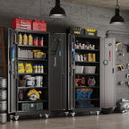 Aobabo Upgrade 71H''*32''W*16''D Metal Garage Storage Cabinet with Wheels and Pegboards, 5 Adjustable Shelves Steel Storage Cabinets for Home,Warehouse,Garage,Assembly Required,Black