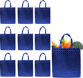 DISCOUNT PROMOS Luxurious Laminated Tote Bags Set of 10, Bulk Pack - Reusable, Great for Shopping, Beach, Wedding Favors - Royal Blue